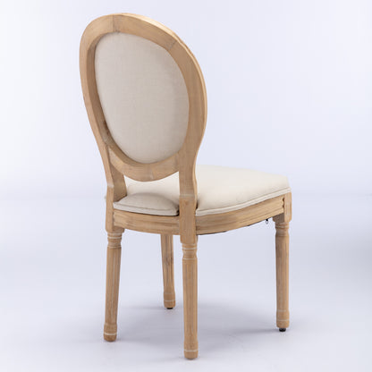 A&A Furniture,French Style Solid Wood Frame Antique Painting Linen Fabric Back Dining Chair,Set of 2,Beige,SW1845BG image 5