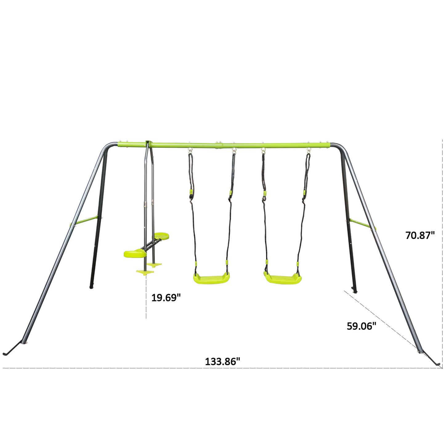 XNS081 lime green interesting swingset with plastic safe swing set 440lbs for outdoor playground for age 3+ with face to face without tee image 7