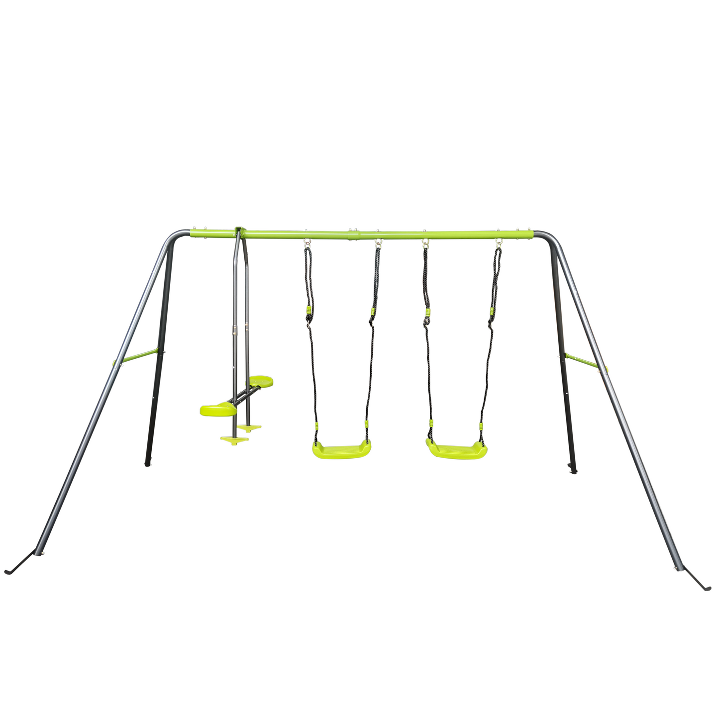 XNS081 lime green interesting swingset with plastic safe swing set 440lbs for outdoor playground for age 3+ with face to face without tee image 3