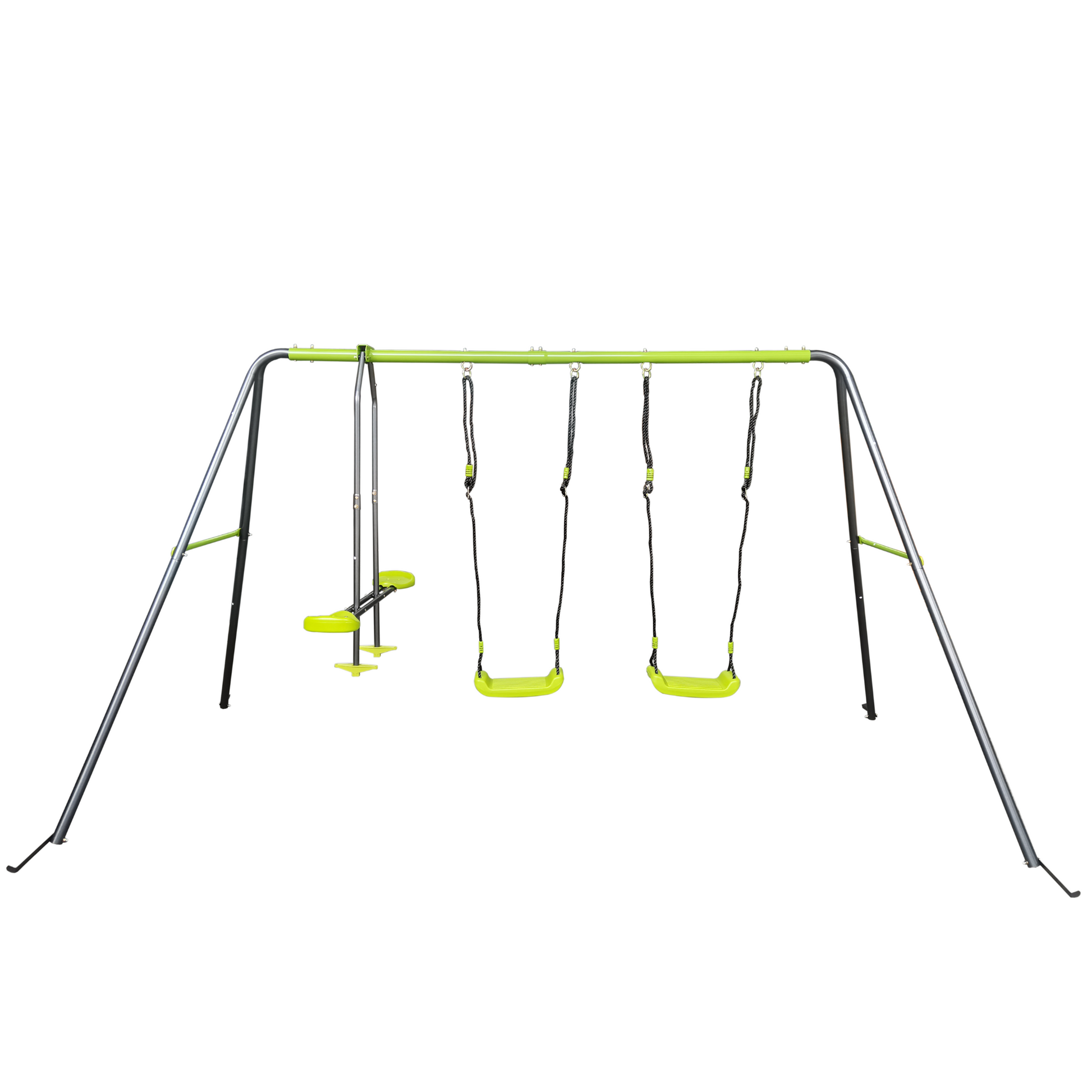 XNS081 lime green interesting swingset with plastic safe swing set 440lbs for outdoor playground for age 3+ with face to face without tee image 3