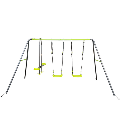 XNS081 lime green interesting swingset with plastic safe swing set 440lbs for outdoor playground for age 3+ with face to face without tee image 3
