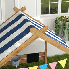 Wooden Sandbox with Canopy House Design for 3-7 Years Old, Brown