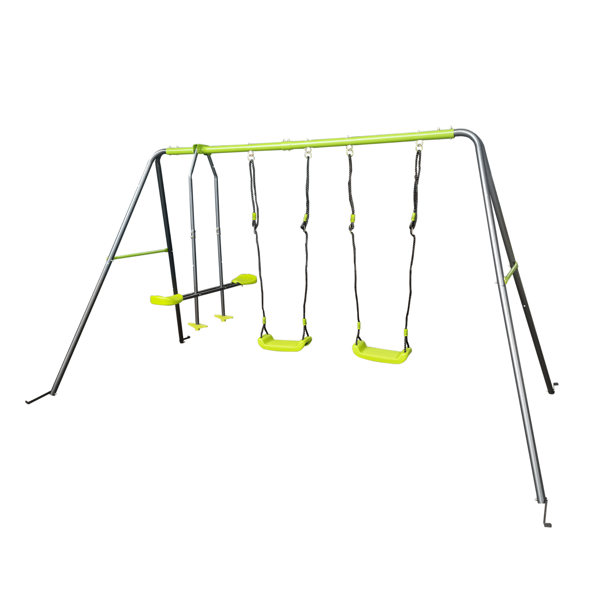 XNS081 lime green interesting swingset with plastic safe swing set 440lbs for outdoor playground for age 3+ with face to face without tee image 8