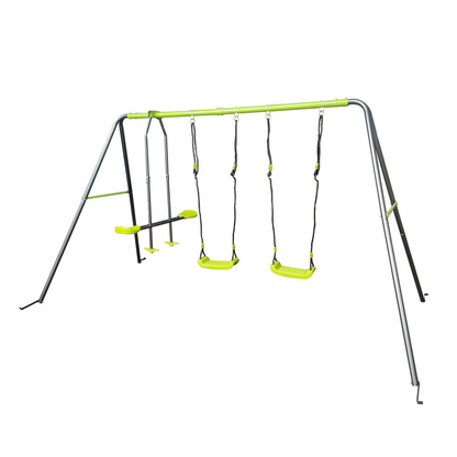 XNS081 lime green interesting swingset with plastic safe swing set 440lbs for outdoor playground for age 3+ with face to face without tee image 8