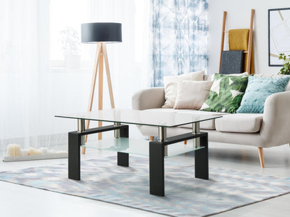 Rectangle Glass Coffee Table, Clear Coffee Table, Modern Side Center Tables for Living Room, Living Room Furniture (Old Sku:W24135188) image 1