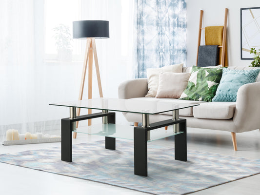 Rectangle Glass Coffee Table, Clear Coffee Table, Modern Side Center Tables for Living Room, Living Room Furniture (Old Sku:W24135188) image 1