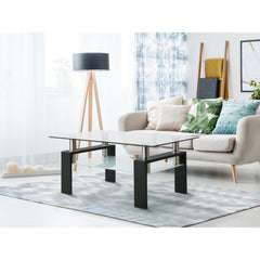 Rectangle  Glass Coffee Table, Clear Coffee Table Modern Side Center Tables for Living Room Living Room Furniture