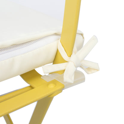 3 Pieces Patio Bistro Balcony Metail Chair Table Set-Yellow image 6
