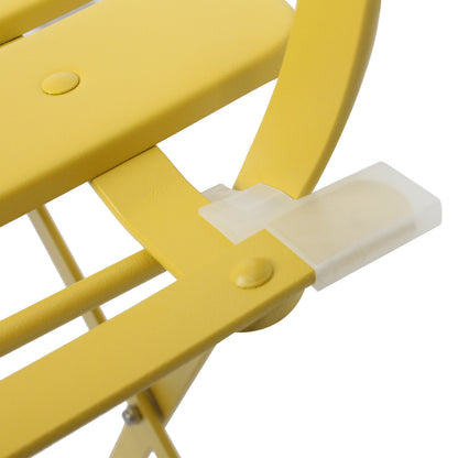 3 Pieces Patio Bistro Balcony Metail Chair Table Set-Yellow image 7