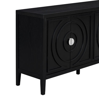 TREXM Retro Sideboard door with Circular Groove Design Round Metal Door Handle for Entrance, Dinning Room, Living Room (Black) image 10