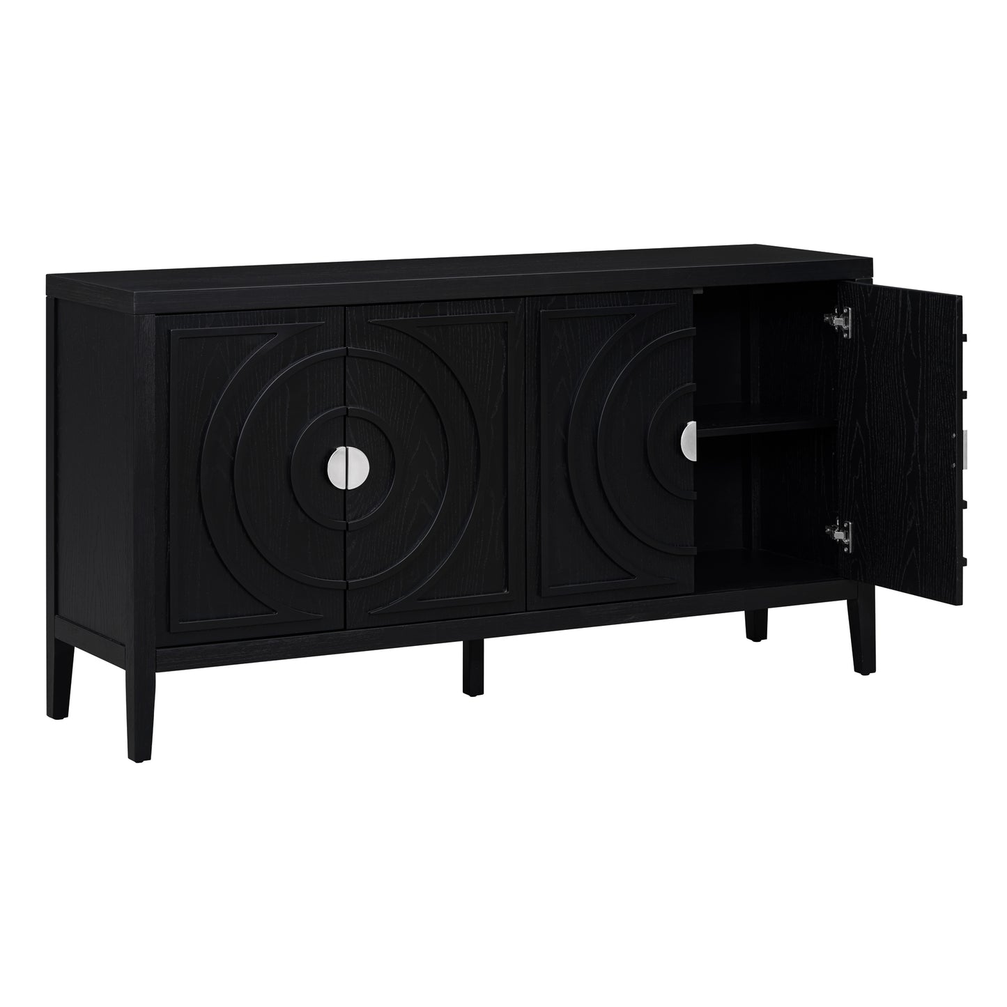 TREXM Retro Sideboard door with Circular Groove Design Round Metal Door Handle for Entrance, Dinning Room, Living Room (Black) image 6