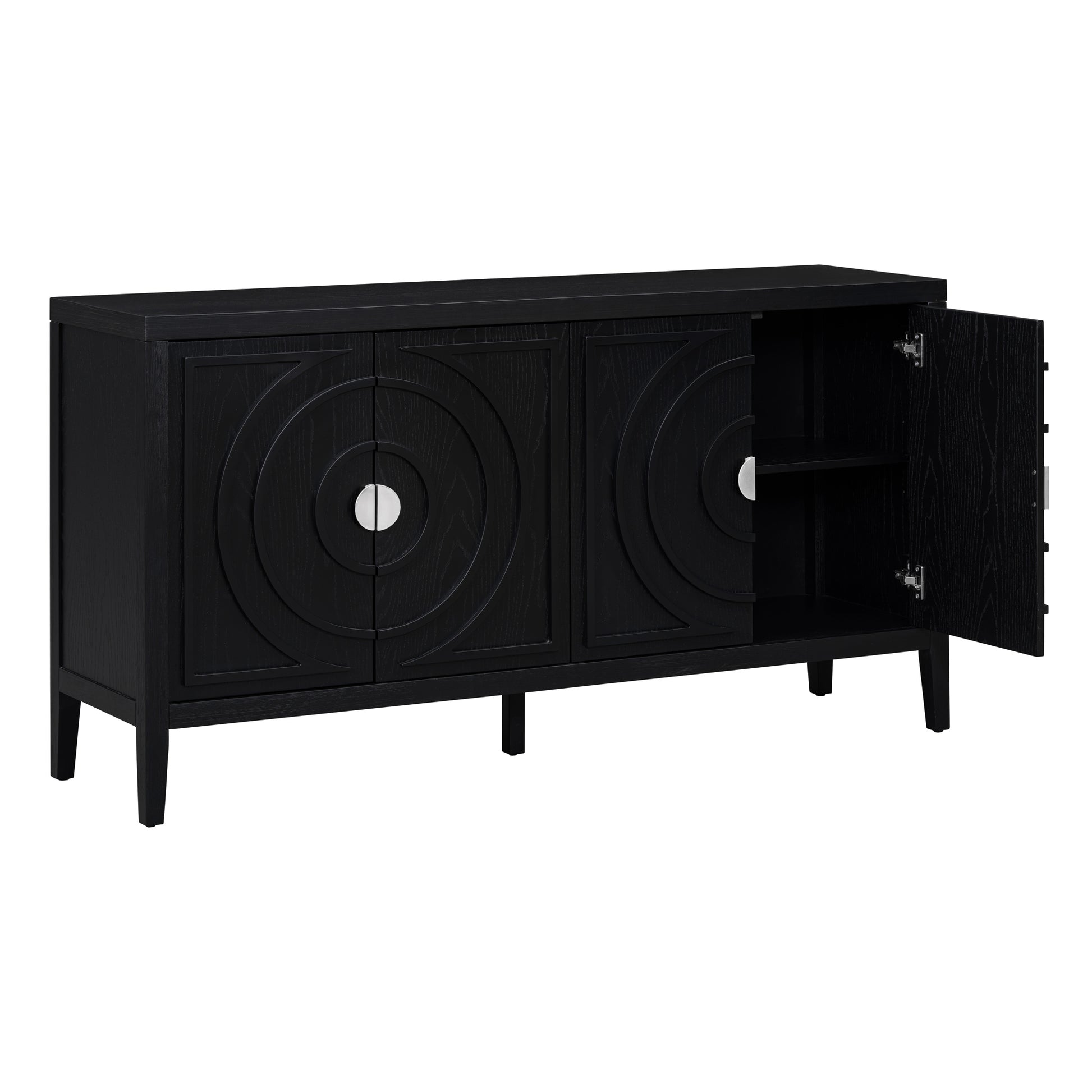 TREXM Retro Sideboard door with Circular Groove Design Round Metal Door Handle for Entrance, Dinning Room, Living Room (Black) image 6