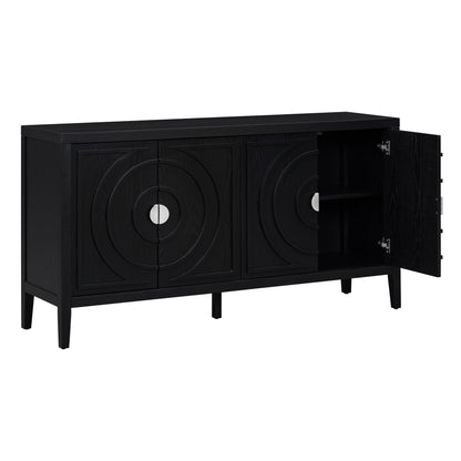 TREXM Retro Sideboard door with Circular Groove Design Round Metal Door Handle for Entrance, Dinning Room, Living Room (Black) image 6