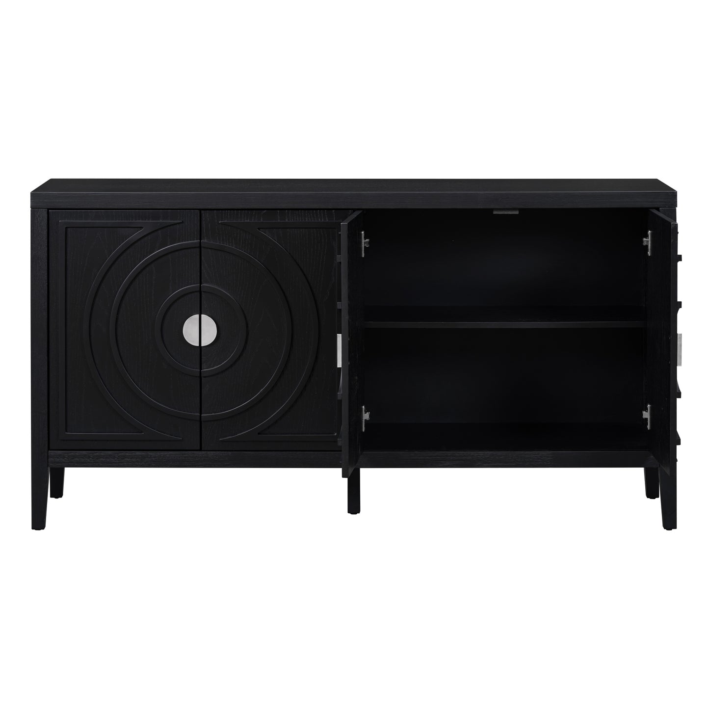 TREXM Retro Sideboard door with Circular Groove Design Round Metal Door Handle for Entrance, Dinning Room, Living Room (Black) image 5