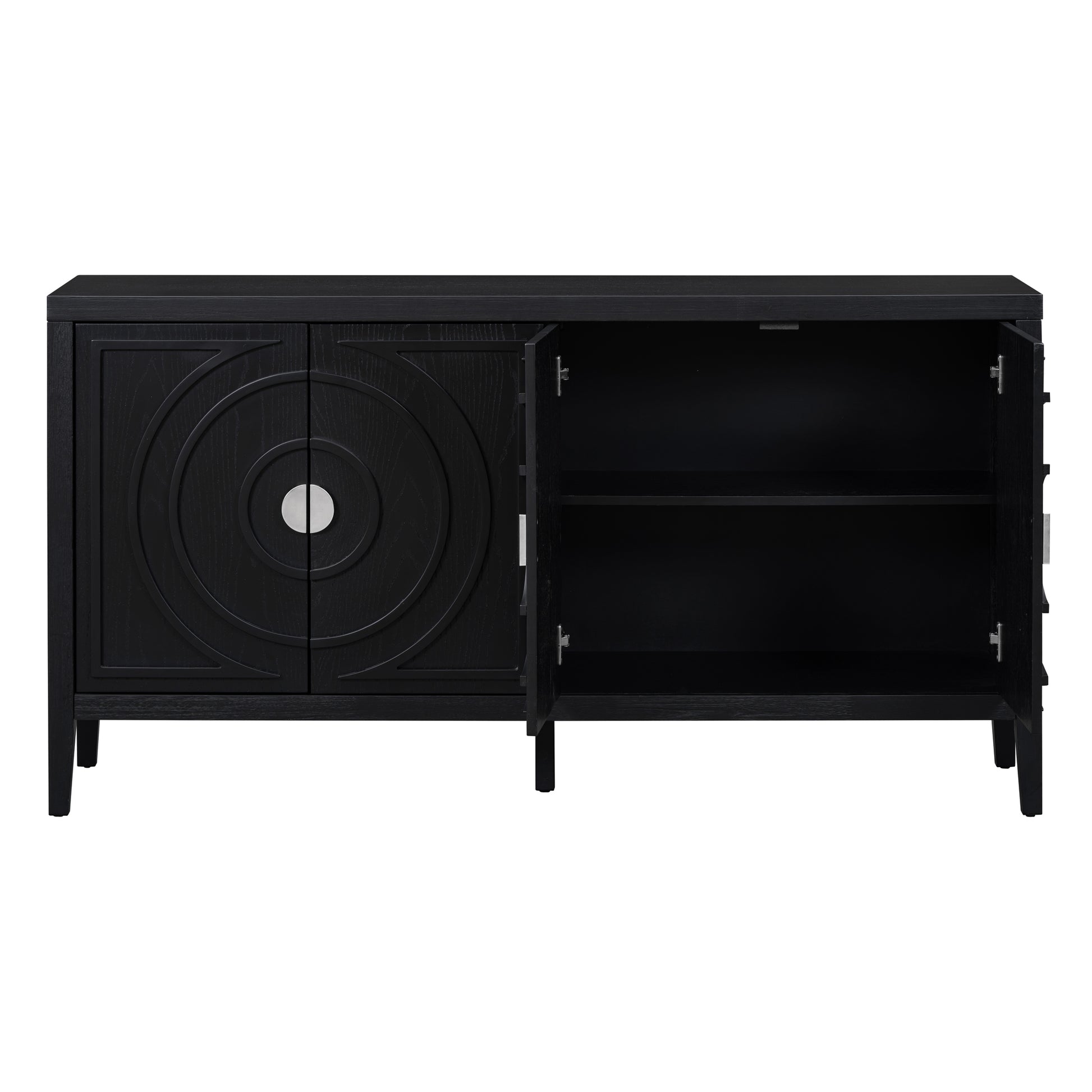 TREXM Retro Sideboard door with Circular Groove Design Round Metal Door Handle for Entrance, Dinning Room, Living Room (Black) image 5