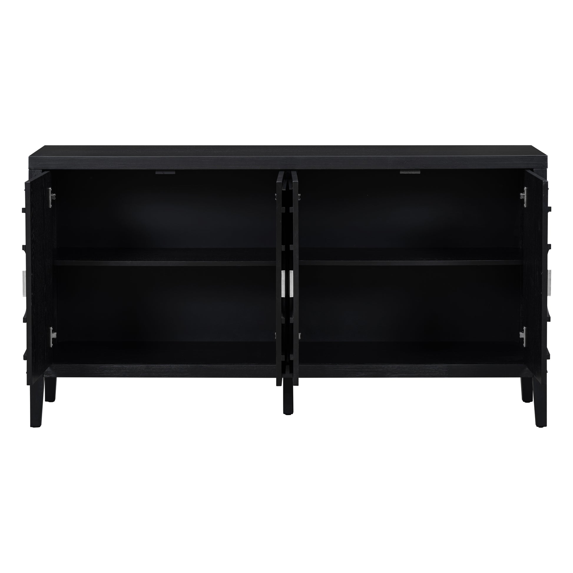 TREXM Retro Sideboard door with Circular Groove Design Round Metal Door Handle for Entrance, Dinning Room, Living Room (Black) image 7