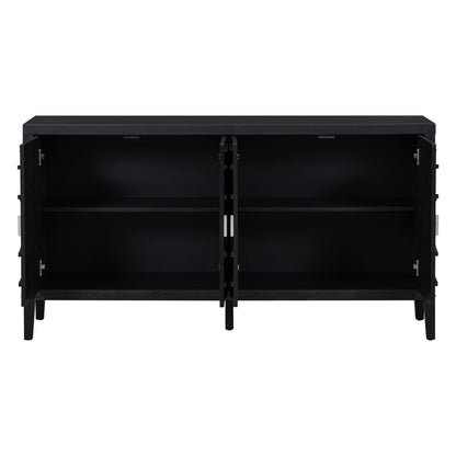 TREXM Retro Sideboard door with Circular Groove Design Round Metal Door Handle for Entrance, Dinning Room, Living Room (Black) image 7