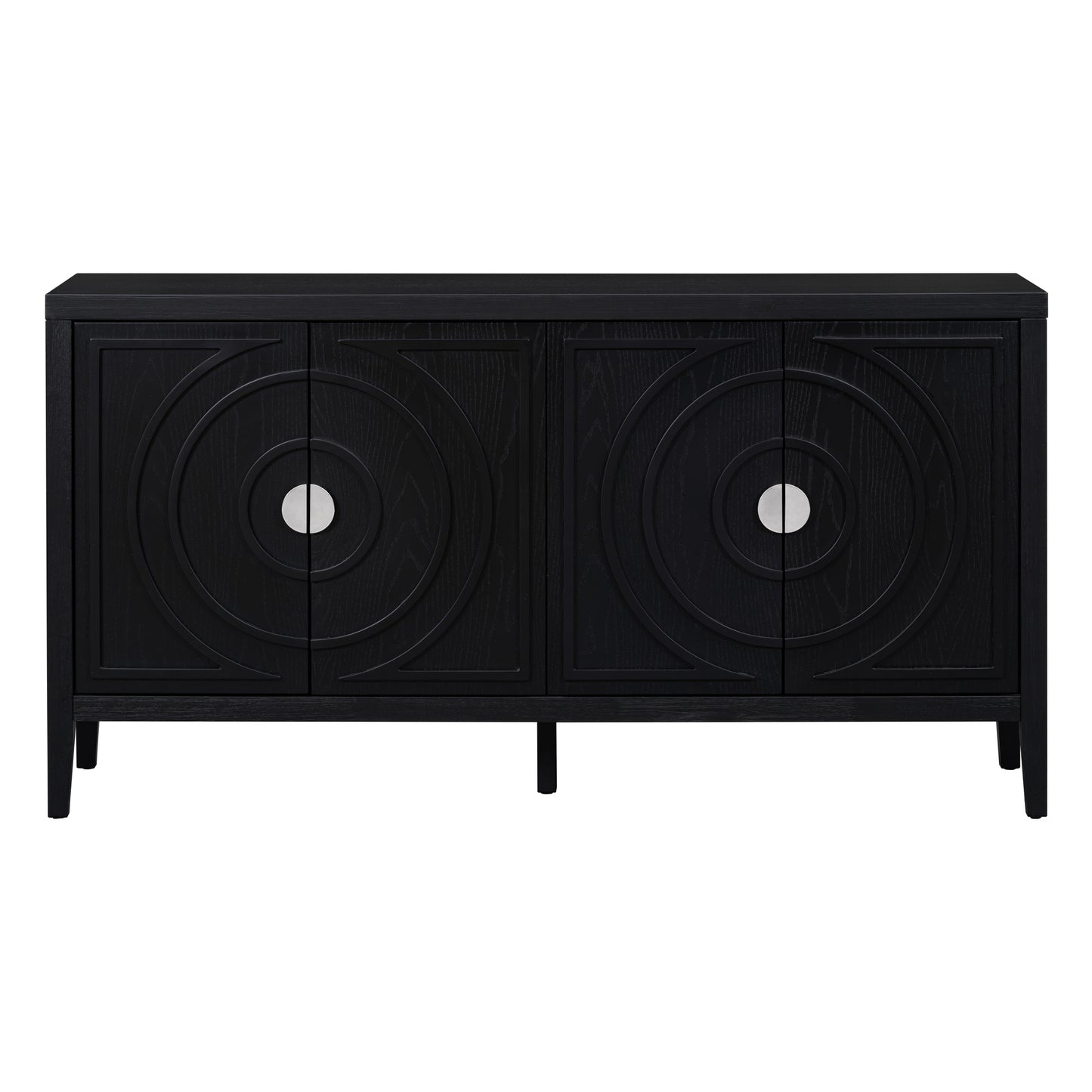 TREXM Retro Sideboard door with Circular Groove Design Round Metal Door Handle for Entrance, Dinning Room, Living Room (Black) image 3
