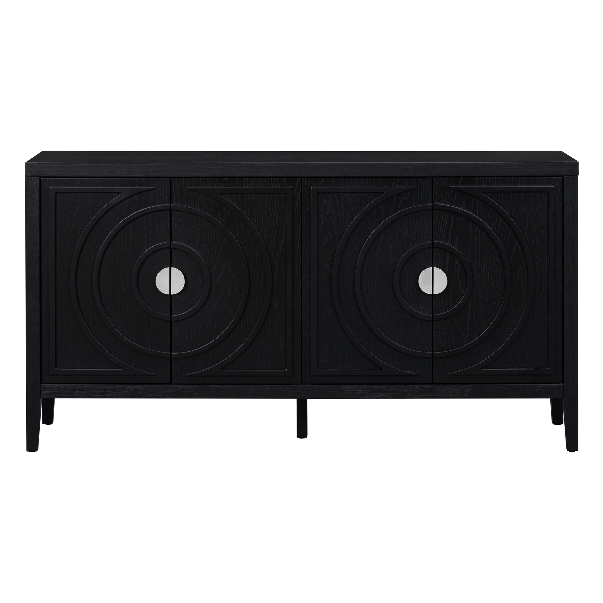TREXM Retro Sideboard door with Circular Groove Design Round Metal Door Handle for Entrance, Dinning Room, Living Room (Black) image 3