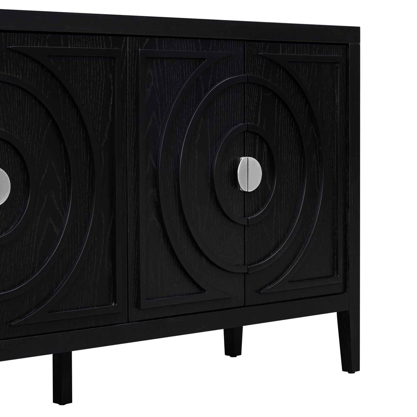 TREXM Retro Sideboard door with Circular Groove Design Round Metal Door Handle for Entrance, Dinning Room, Living Room (Black) image 9