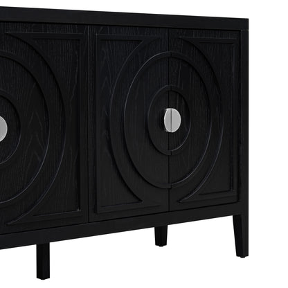 TREXM Retro Sideboard door with Circular Groove Design Round Metal Door Handle for Entrance, Dinning Room, Living Room (Black) image 9