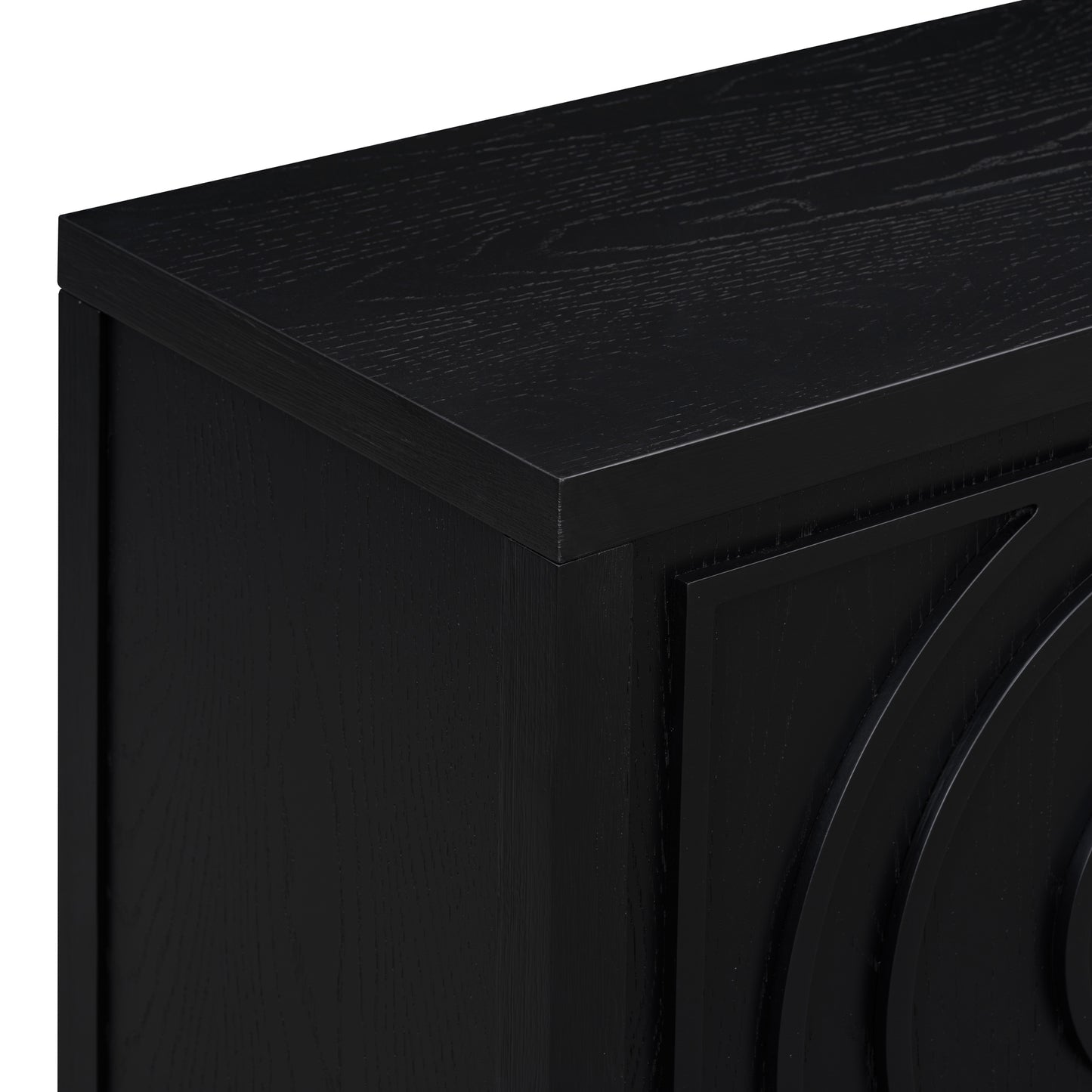 TREXM Retro Sideboard door with Circular Groove Design Round Metal Door Handle for Entrance, Dinning Room, Living Room (Black) image 8
