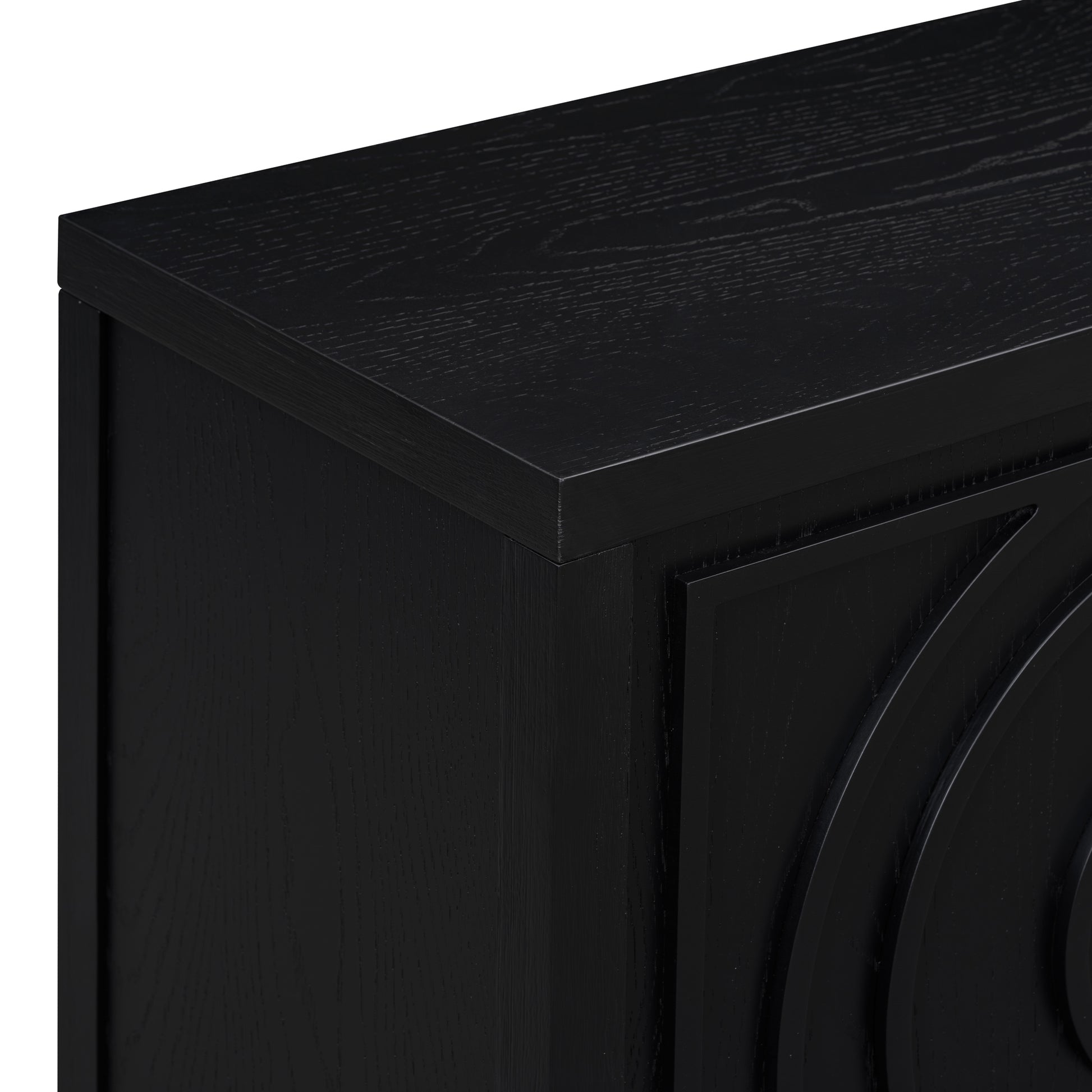 TREXM Retro Sideboard door with Circular Groove Design Round Metal Door Handle for Entrance, Dinning Room, Living Room (Black) image 8