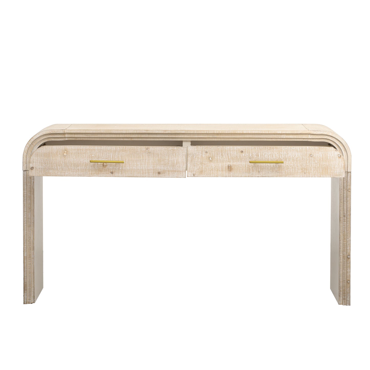 TREXM Unique Retro Silhouette Console Table with Open Style, Two Top Drawers for Entrance, Dinning Room, Living Room (Natural Wood Wash) image 3