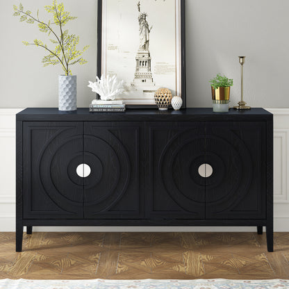 TREXM Retro Sideboard door with Circular Groove Design Round Metal Door Handle for Entrance, Dinning Room, Living Room (Black) image 11