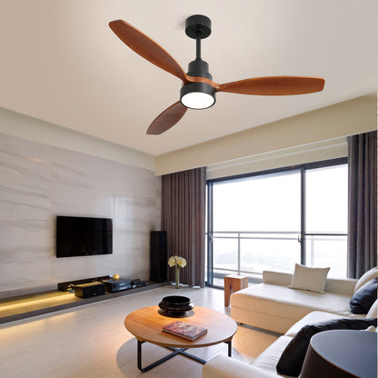 (Same as W882P147232) 52 Inch Wooden Ceiling Fan With 3 Solid Wood Blades Remote Control Reversible DC Motor With Led Light image 2