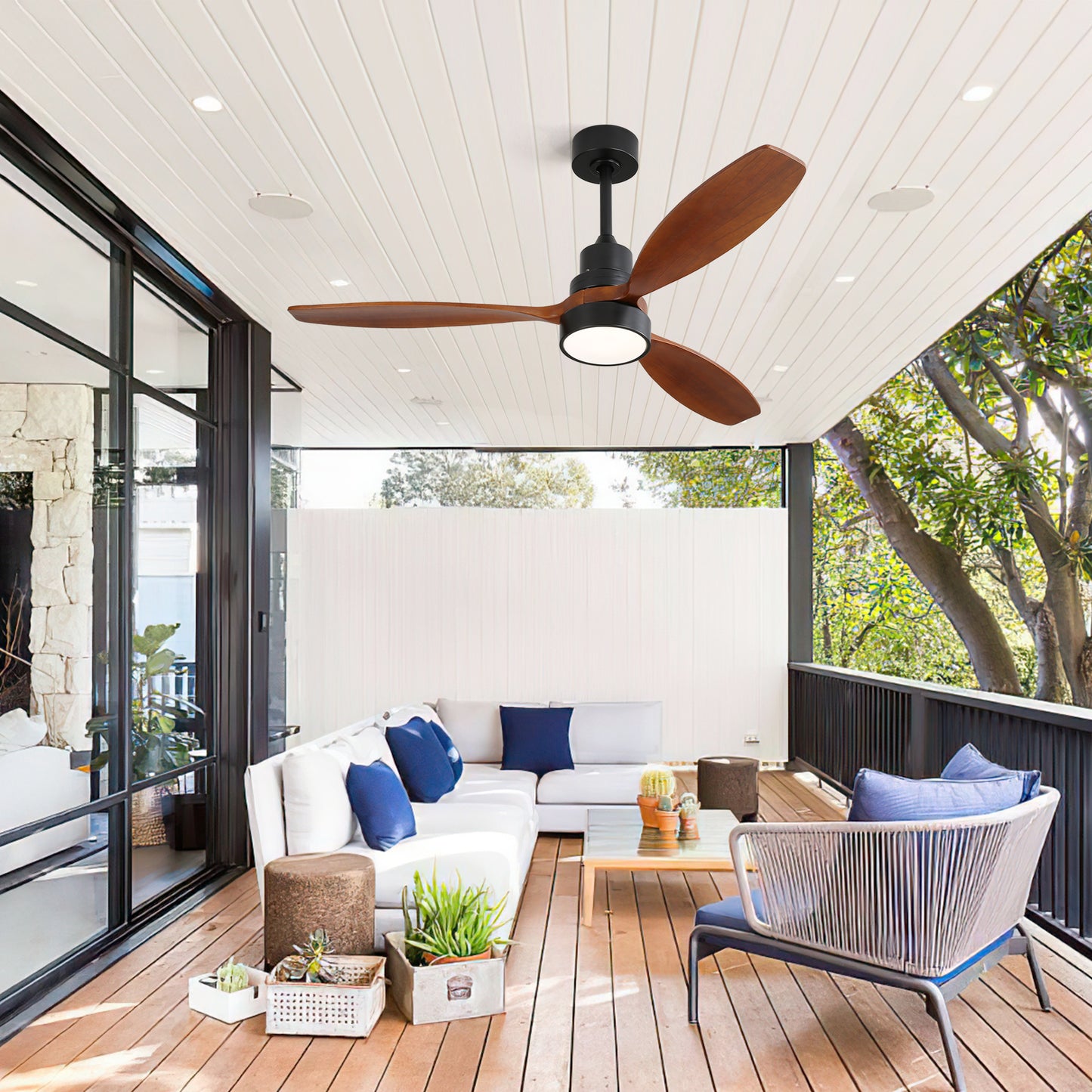 (Same as W882P147232) 52 Inch Wooden Ceiling Fan With 3 Solid Wood Blades Remote Control Reversible DC Motor With Led Light image 4