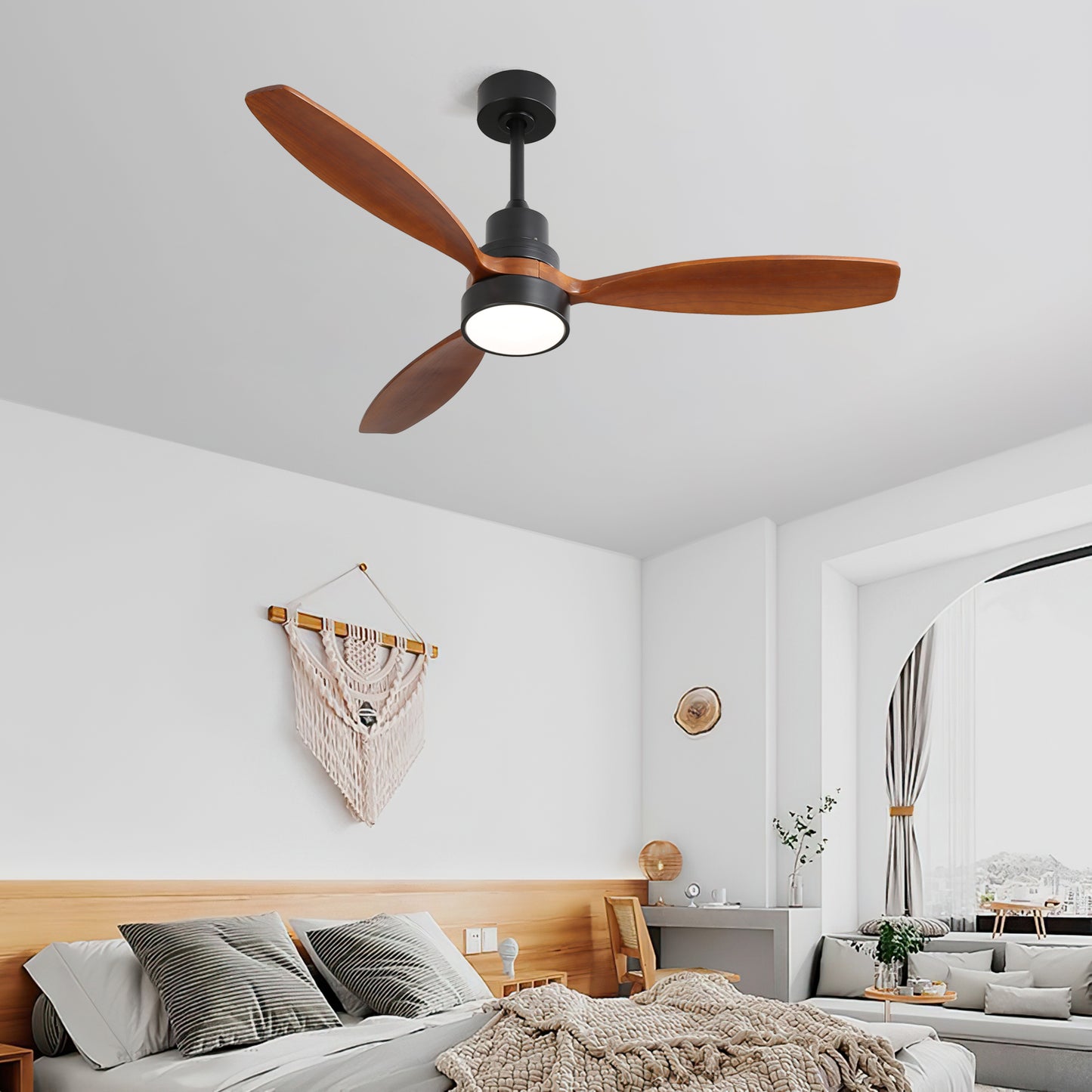 (Same as W882P147232) 52 Inch Wooden Ceiling Fan With 3 Solid Wood Blades Remote Control Reversible DC Motor With Led Light image 5