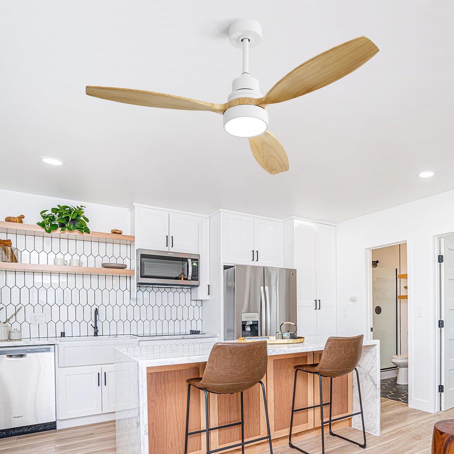 52 Inch Ceiling Fan Light With 6 Speed Remote Reversible Energy-saving DC Motor Remote Control for Bedroom image 5