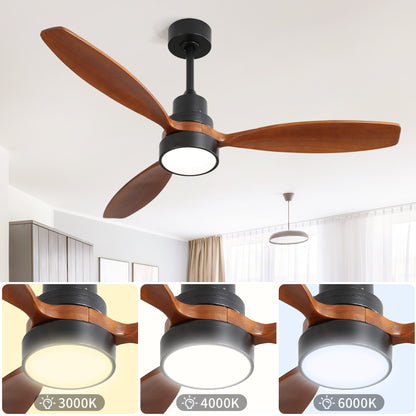 (Same as W882P147232) 52 Inch Wooden Ceiling Fan With 3 Solid Wood Blades Remote Control Reversible DC Motor With Led Light image 7