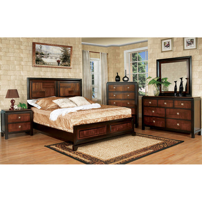 Transitional Queen Size Bed Acacia / Walnut Solidwood 1pcs Bed Bedroom Furniture Parquet Design Headboard And Footboard Bedframe image 8