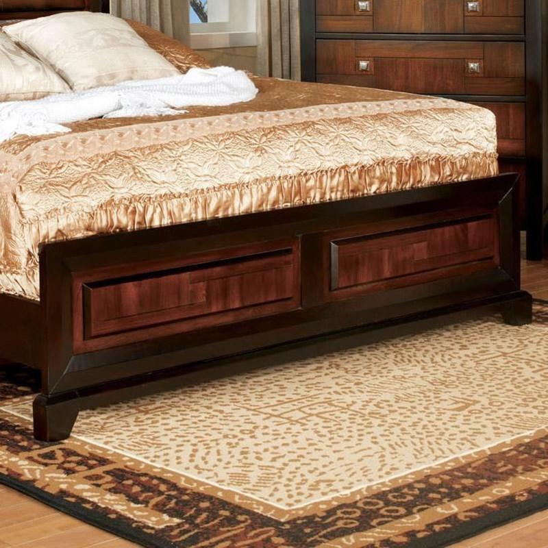 Transitional Queen Size Bed Acacia / Walnut Solidwood 1pcs Bed Bedroom Furniture Parquet Design Headboard And Footboard Bedframe image 4