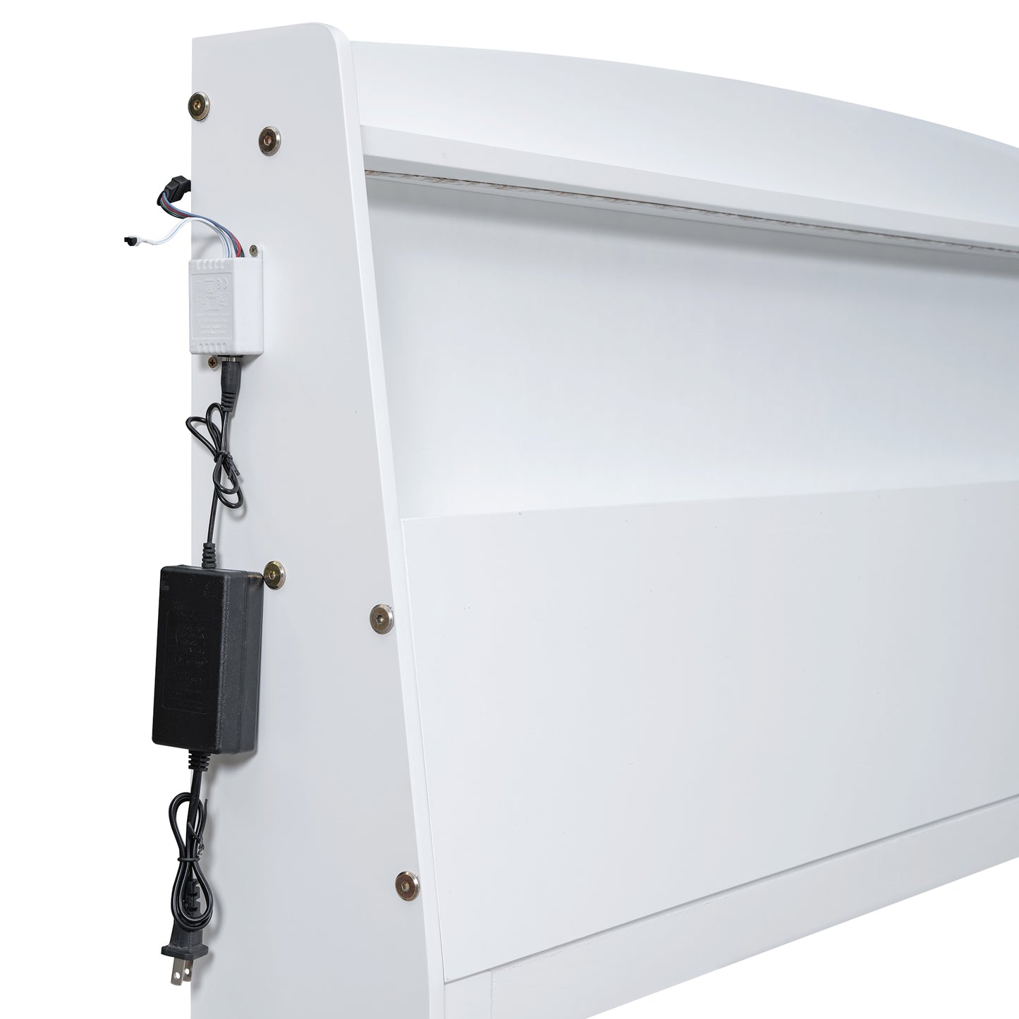 Full Size Platform Bed with Storage LED Headboard, Twin Size Trundle and 3 Drawers, White image 9
