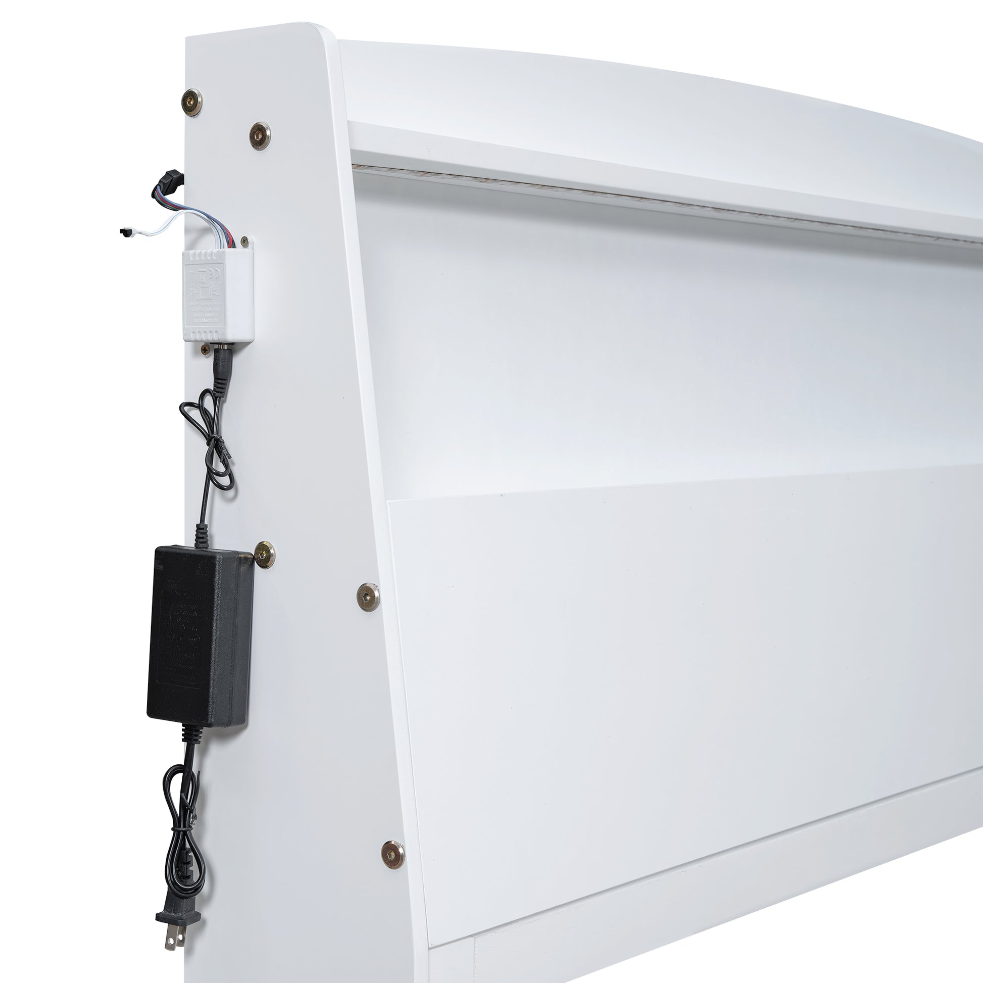 Full Size Platform Bed with Storage LED Headboard, Twin Size Trundle and 3 Drawers, White image 9