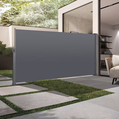 Retractable Side Screen Awning, UV Resistant, Waterproof, Patio Privacy Screen for Garden, Balcony, Courtyard(Dark Grey), 118.1" x 62.99"