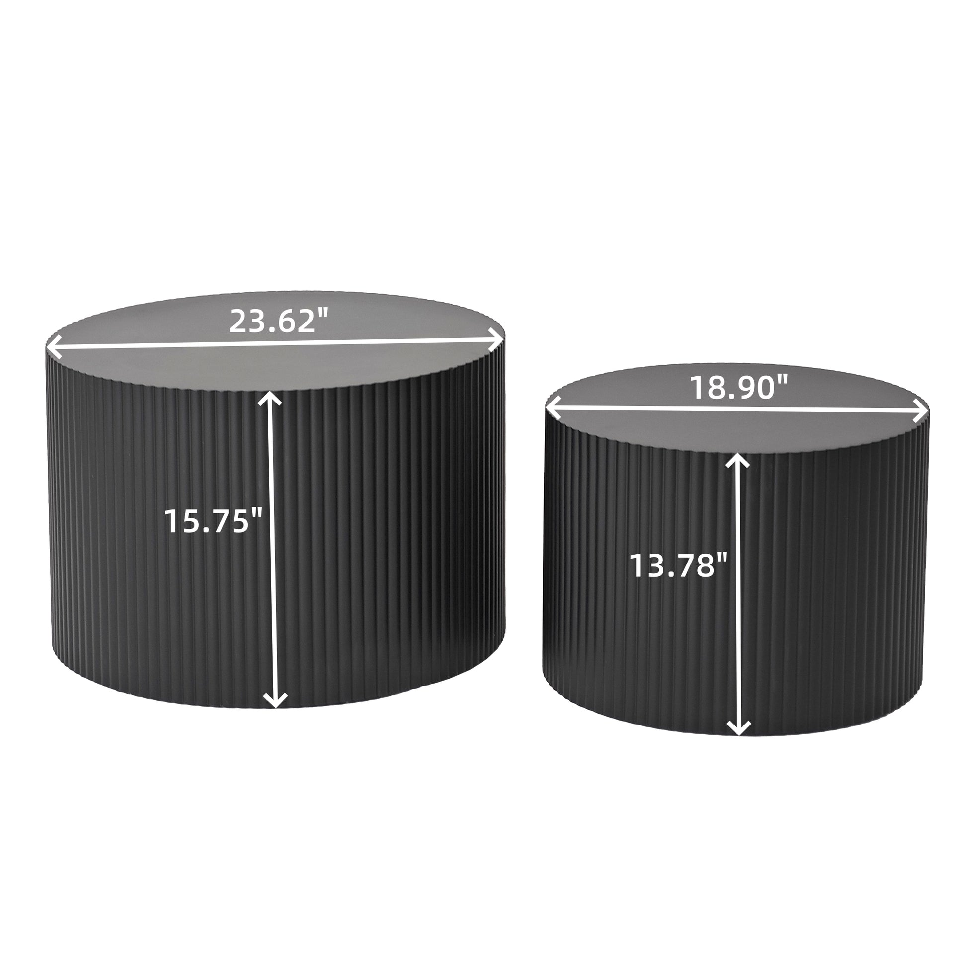 Wave Stripe Nesting Coffee Table Set for Living Room, Bedroom, Black(Set of 2 Pieces) image 6