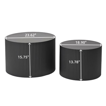 Wave Stripe Nesting Coffee Table Set for Living Room, Bedroom, Black(Set of 2 Pieces) image 6