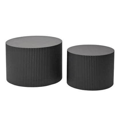 Wave Stripe Nesting Coffee Table Set for Living Room, Bedroom, Black(Set of 2 Pieces) image 8