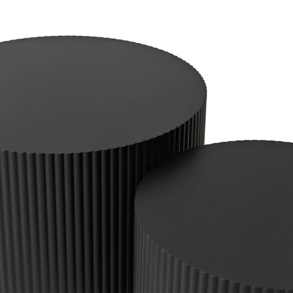 Wave Stripe Nesting Coffee Table Set for Living Room, Bedroom, Black(Set of 2 Pieces) image 11