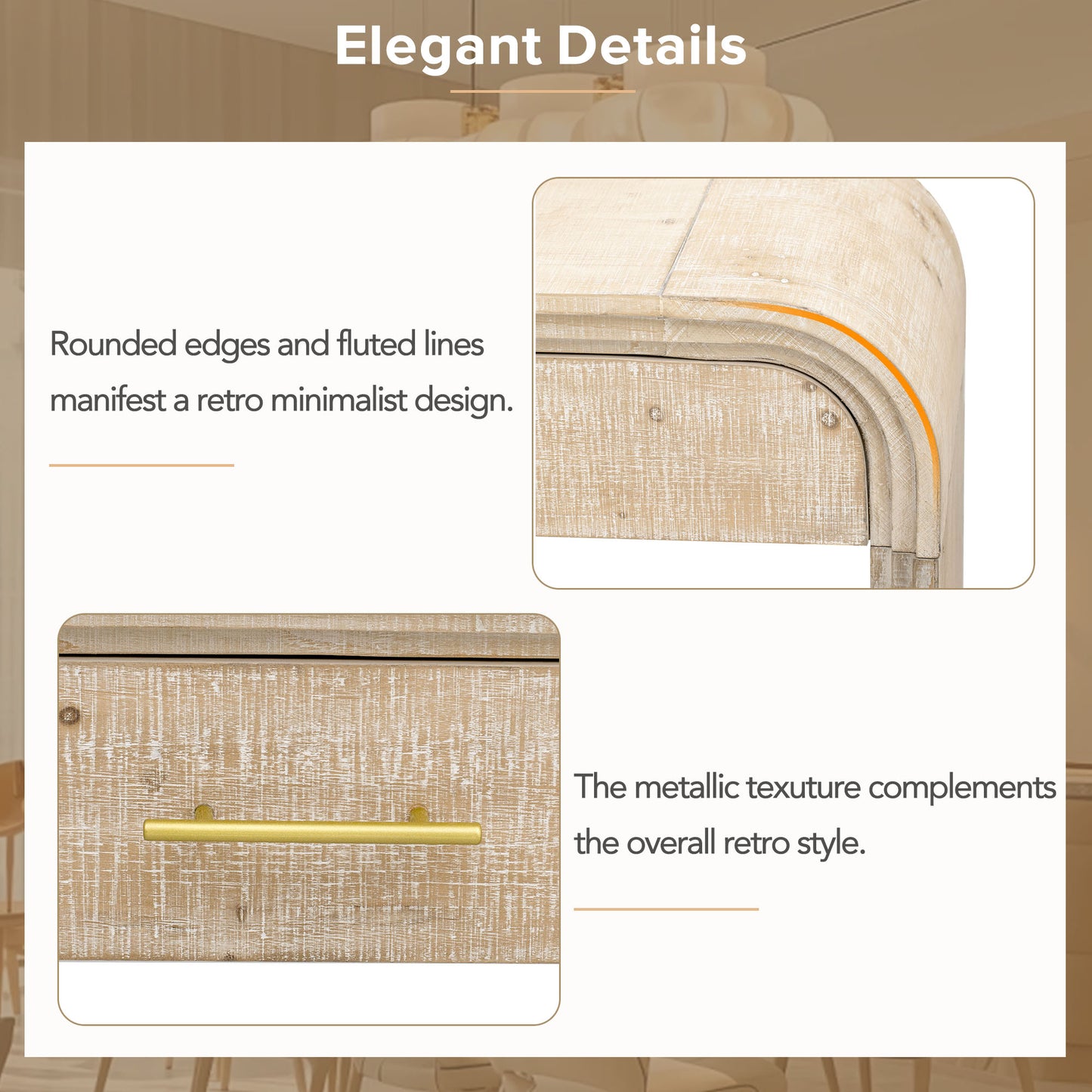 TREXM Unique Retro Silhouette Console Table with Open Style, Two Top Drawers for Entrance, Dinning Room, Living Room (Natural Wood Wash) image 10