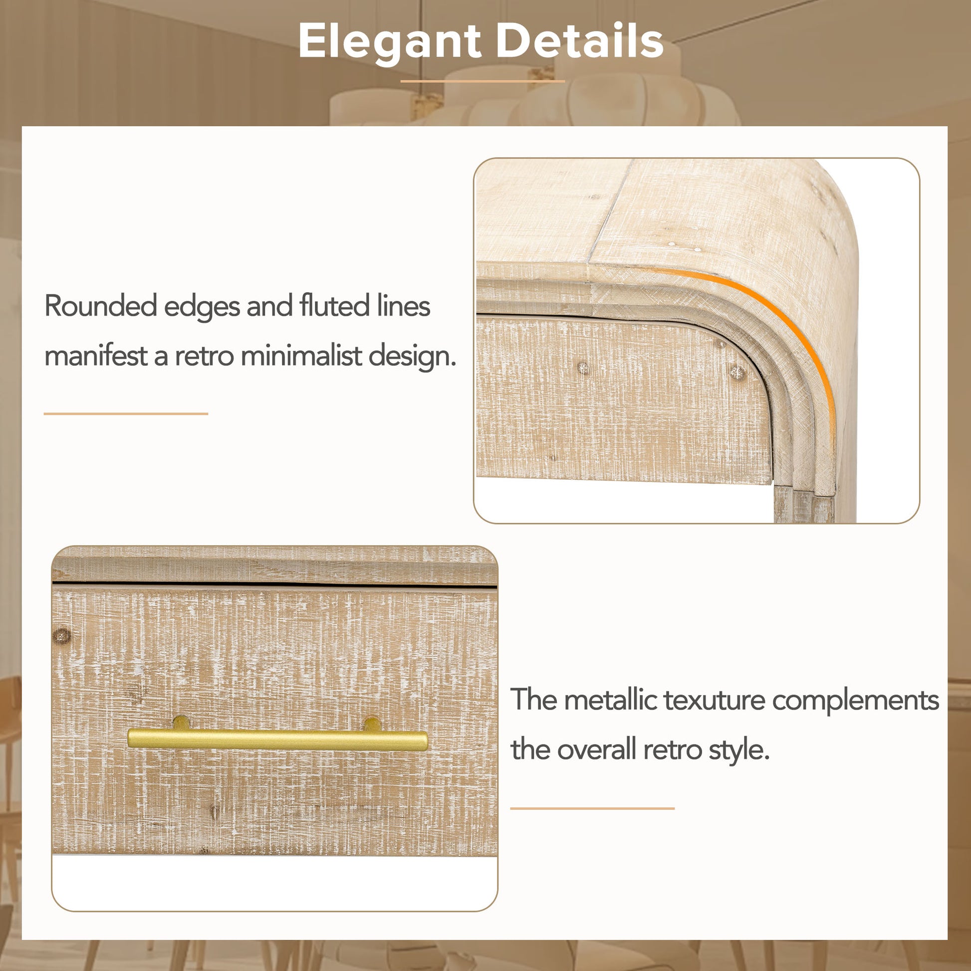 TREXM Unique Retro Silhouette Console Table with Open Style, Two Top Drawers for Entrance, Dinning Room, Living Room (Natural Wood Wash) image 10