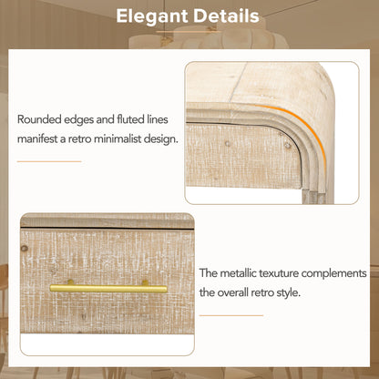 TREXM Unique Retro Silhouette Console Table with Open Style, Two Top Drawers for Entrance, Dinning Room, Living Room (Natural Wood Wash) image 10