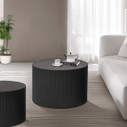 Wave Stripe Nesting Coffee Table Set for Living Room, Bedroom, Black(Set of 2 Pieces) image 5