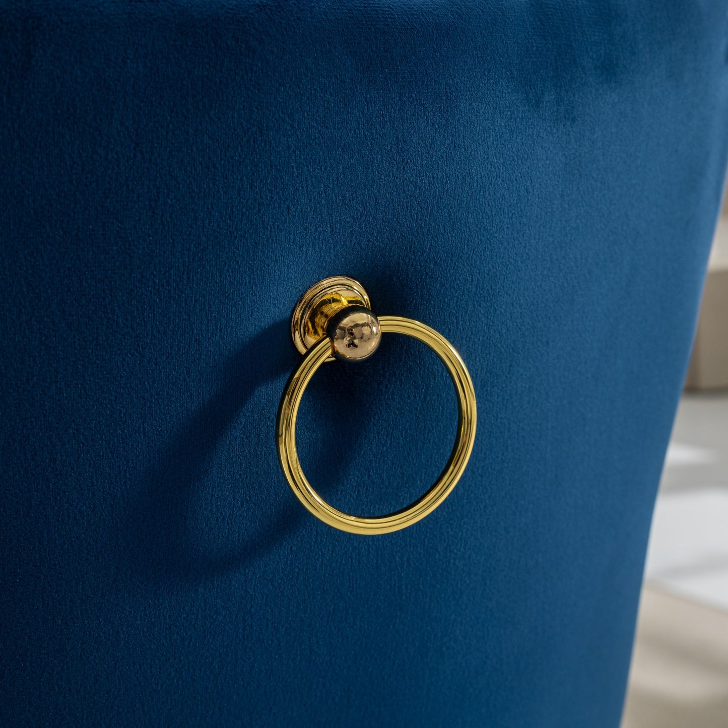 A&A Furniture,Nikki Collection Modern, High-end Tufted Solid Wood Contemporary Velvet Upholstered Dining Chair with Golden Stainless Steel Plating Legs,Nailhead Trim,Set of 2,Blue and Gold, SW1601BL image 10
