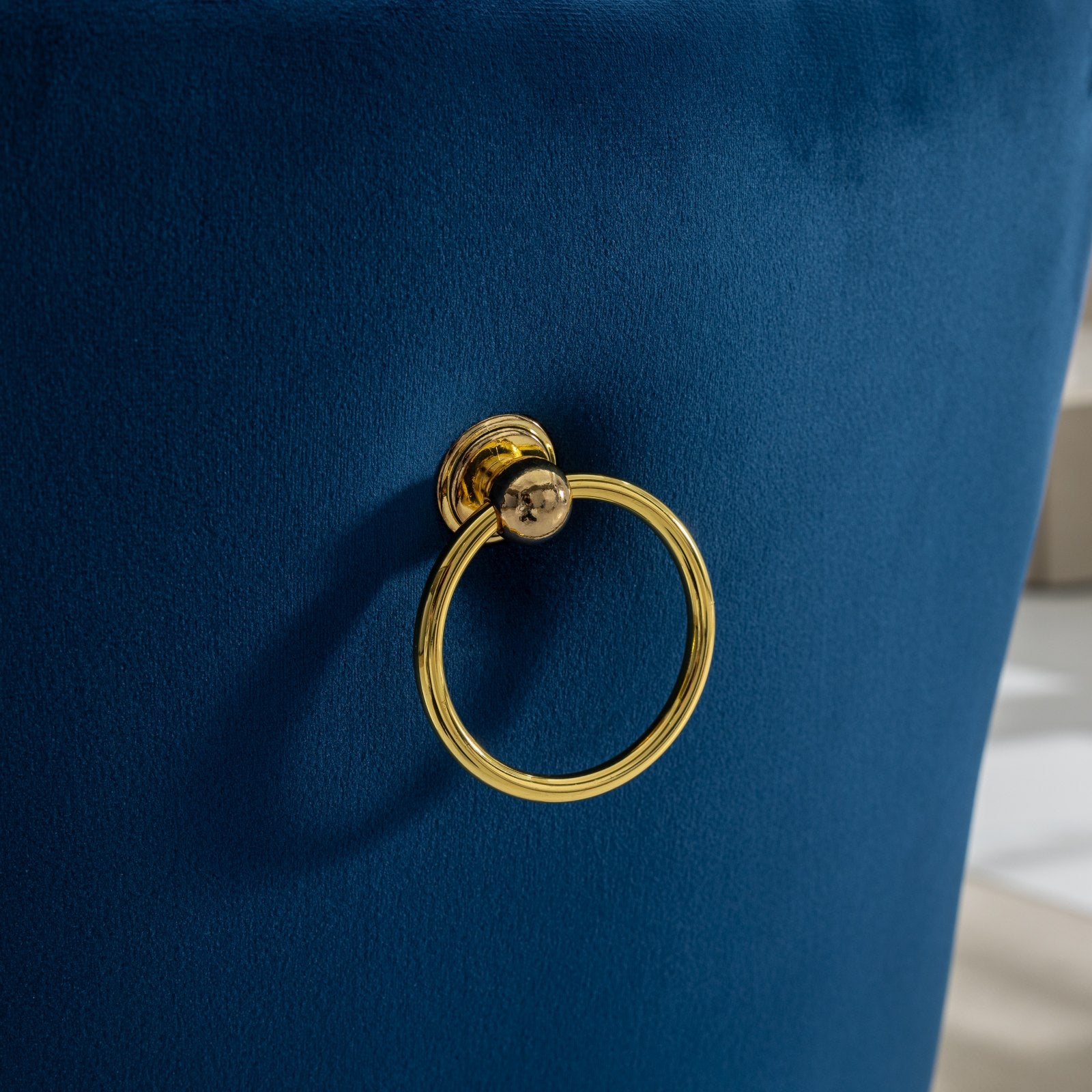 A&A Furniture,Nikki Collection Modern, High-end Tufted Solid Wood Contemporary Velvet Upholstered Dining Chair with Golden Stainless Steel Plating Legs,Nailhead Trim,Set of 2,Blue and Gold, SW1601BL image 10