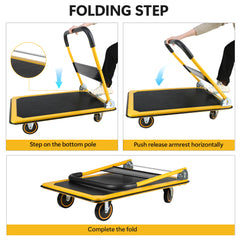 Platform Truck Hand Truck Large Size Foldable Dolly Cart for Moving Easy Storage and 360 Degree Swivel Wheels 660lbs Weight Capacity